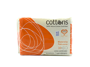 Natural Cotton Maternity Pads with Wings 10's
