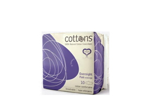 Natural Cotton Overnight Pads 10's