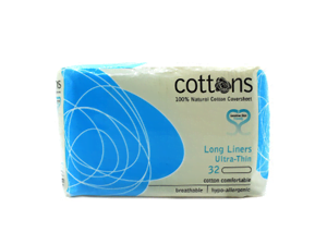 Natural Cotton Panty Liners Long 32's