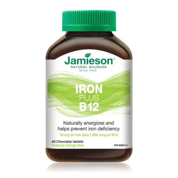 Jamieson Iron + Vitamin B12, 45 chewable tabs